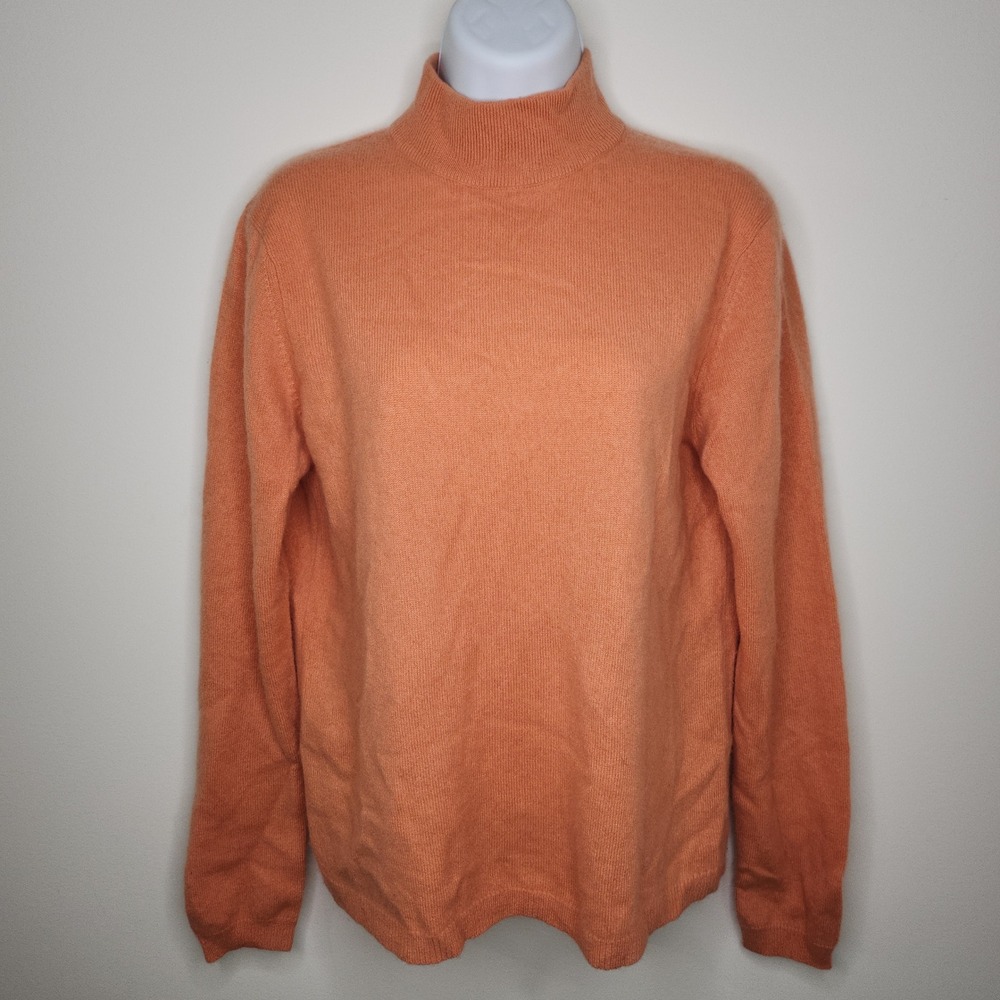 Charter Club 100% Cashmere Mock Neck Sweater M Pumpkin Spice Orange Terracotta